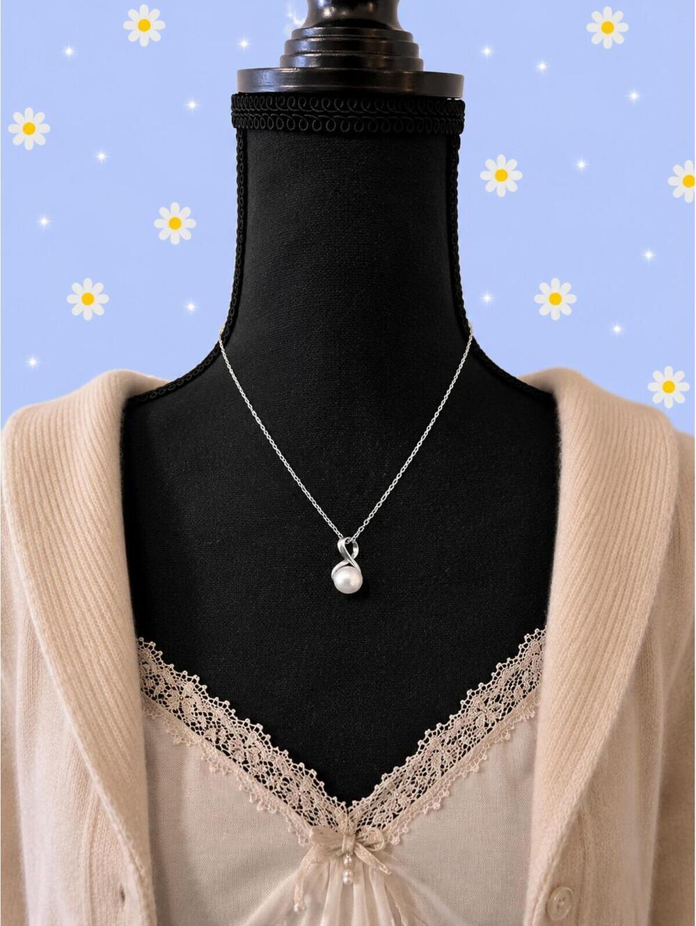 Sterling 925 Freshwater Pearl Necklace Coquette Minimalist Dainty Jewelry 🤍